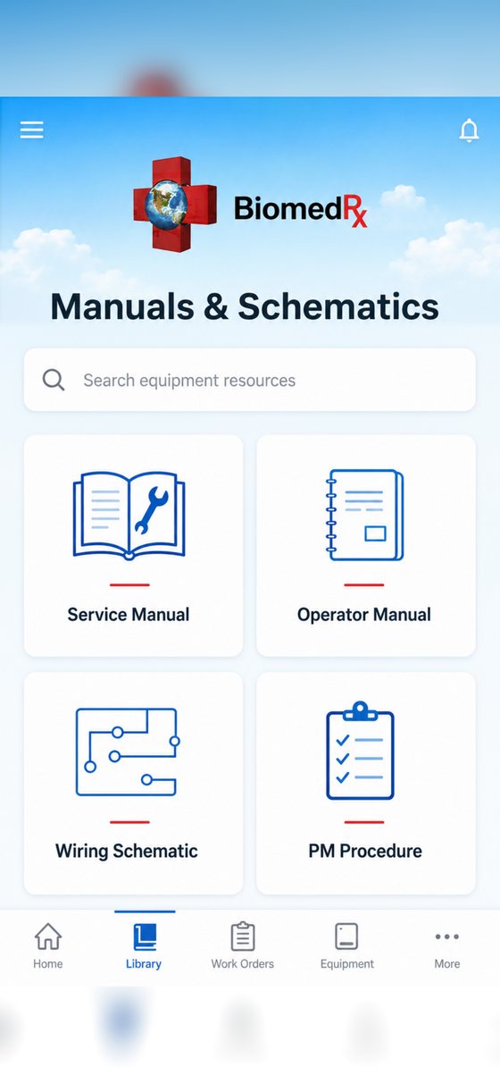 Manuals and schematics | BiomedRx App Service manuals, operator manuals, wiring schematics and PM procedures in the BiomedRx App equipment library