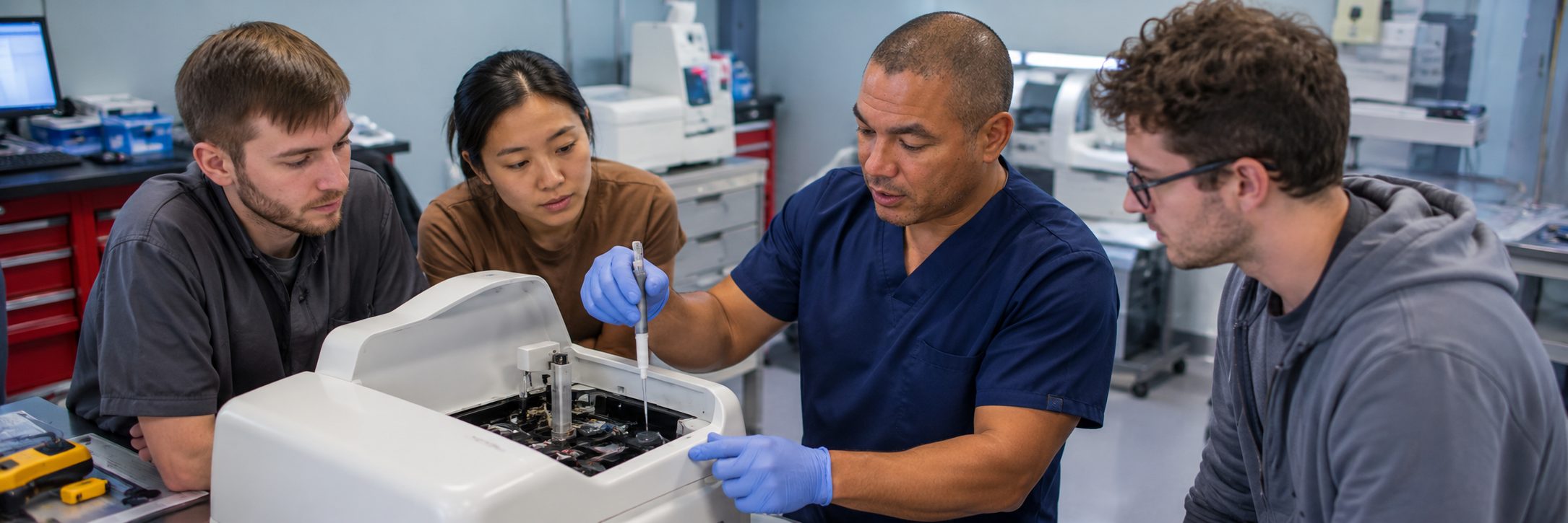 Clinical laboratory analyzer service and preventive maintenance by biomedical technicians